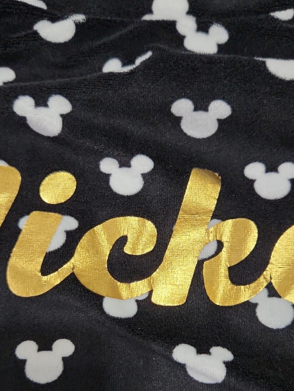 Mickey Black & White Mickey Head Pajama Set with Gold Script - Picture 9 of 10